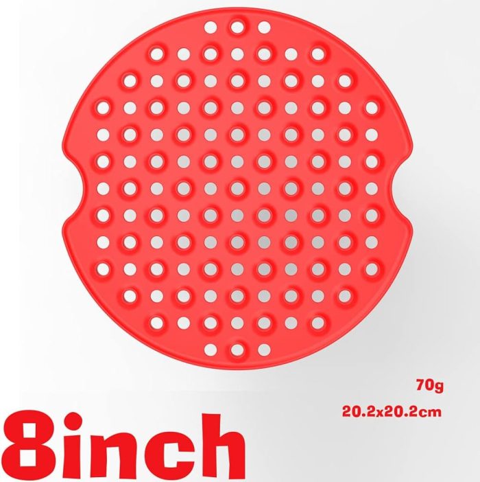 Reusable Air Fryer Liners Silicone Air Fryer Basket Mats for Baking & for Bamboo Steamers, BPA-free Anti-slip Pads 8 ” Round - Image 2