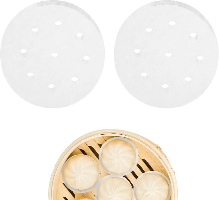 400 Piece 4'' Non-stick Steam Paper Small Bamboo Steamer Liners Round Steamer Basket Liners for Steamed Dumplings Buns Dessert