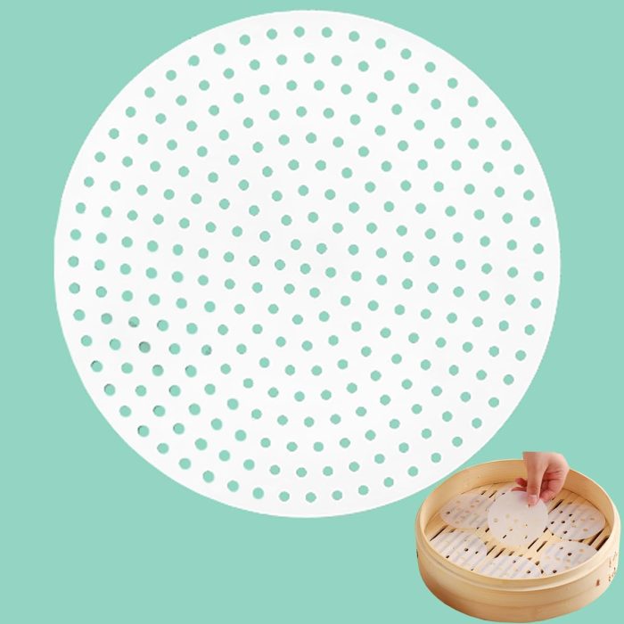Reusable Silicone Bamboo Steamer Liners, 4 Inch Small Steam Paper Mat Replacement for Dumplings Steamed Buns (8 Packs)