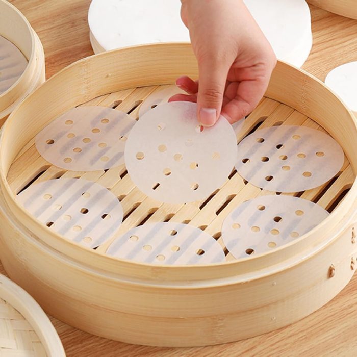 Reusable Silicone Bamboo Steamer Liners, 4 Inch Small Steam Paper Mat Replacement for Dumplings Steamed Buns (8 Packs) - Image 2