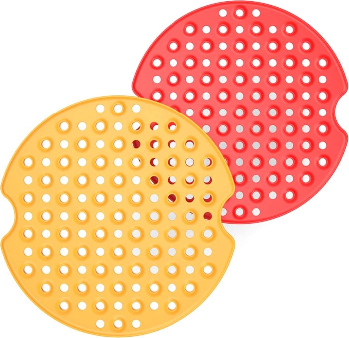 Reusable Air Fryer Liners Silicone Air Fryer Basket Mats for Baking & for Bamboo Steamers, BPA-free Anti-slip Pads 8 ” Round