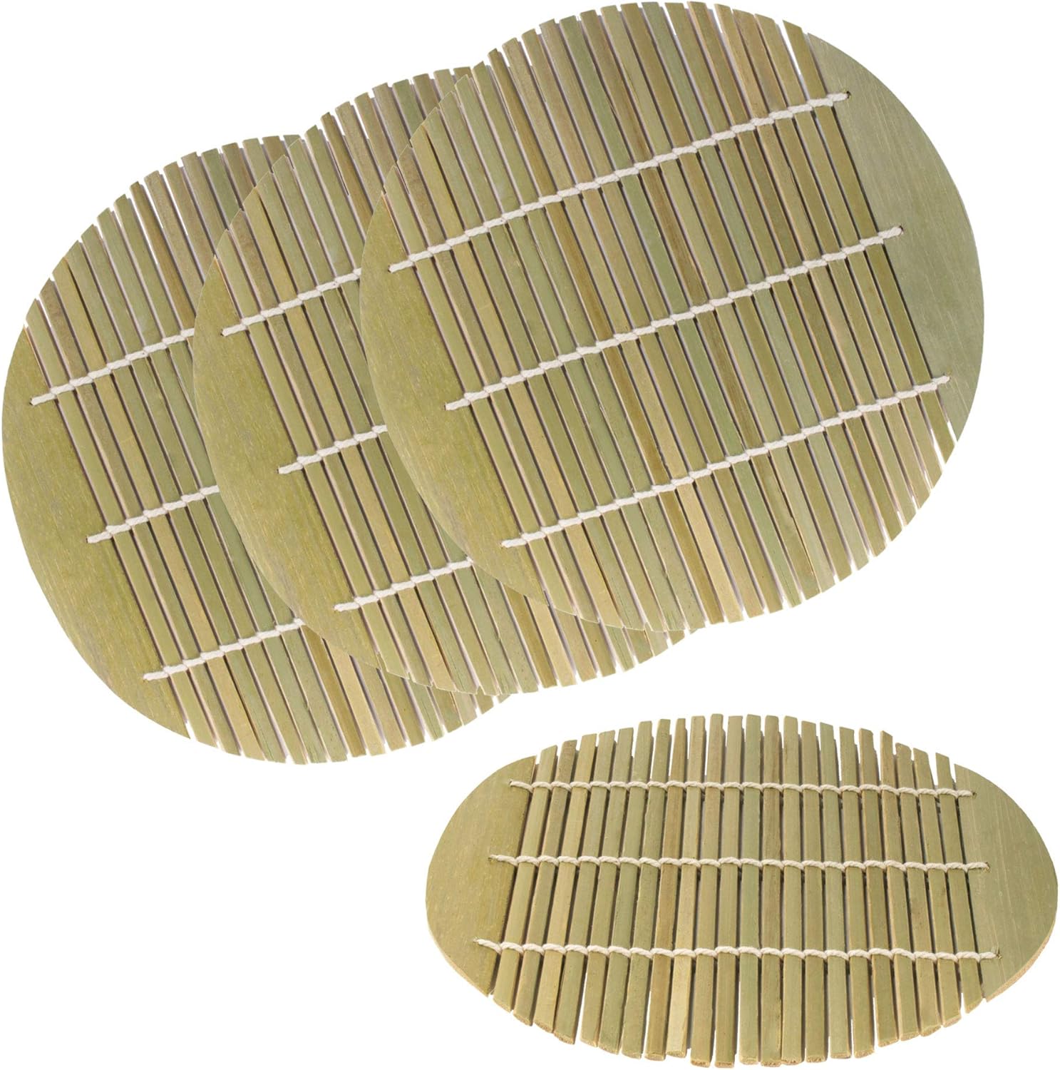 Green Bamboo Steamer liners Kitchen Mat Rack Steamer Pad Inserts, 6.5 Inch Dia, 4 Pieces